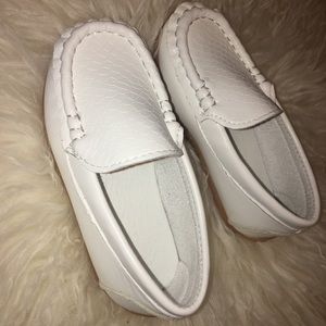 White baby loafer shoes